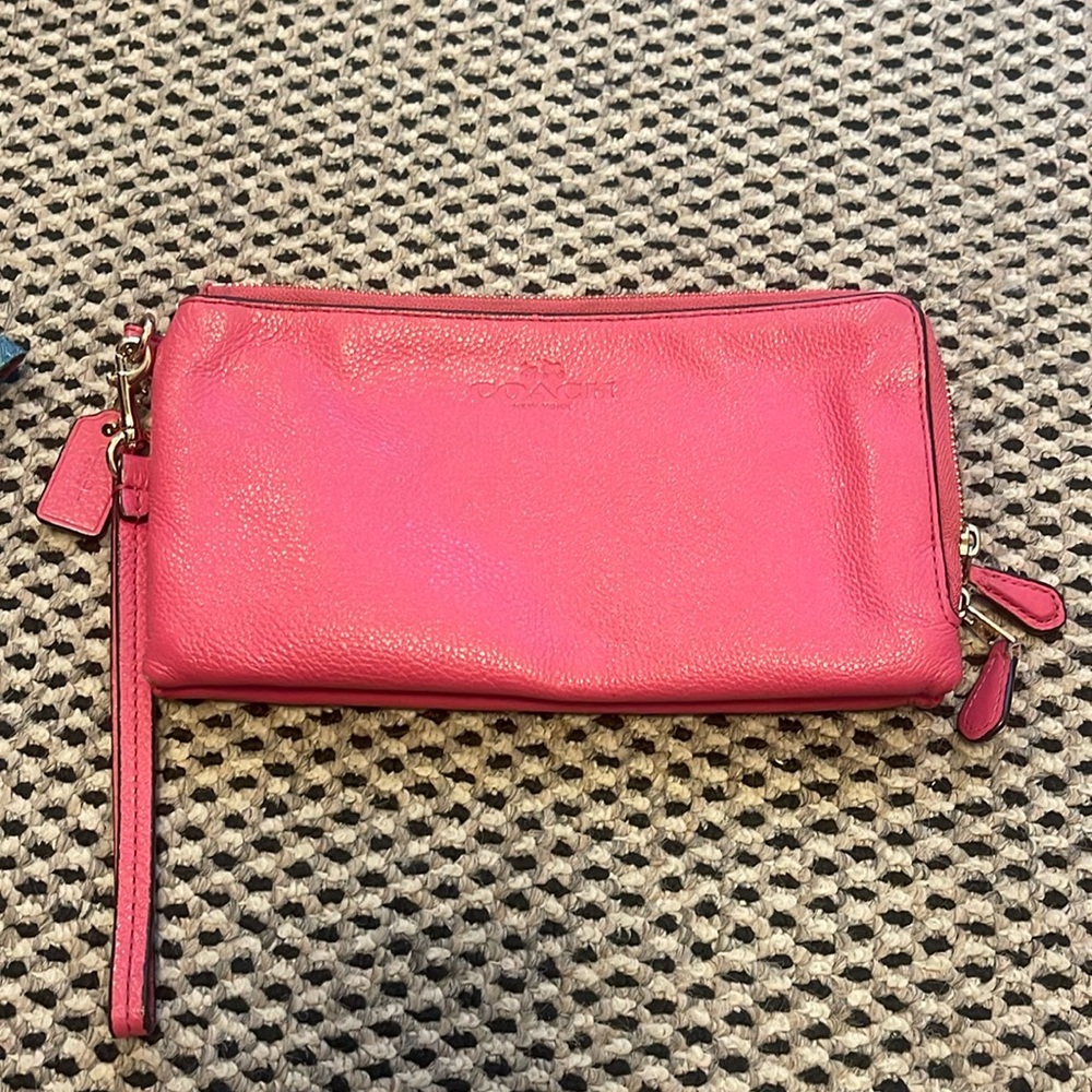 Pink coach wristlet wallet